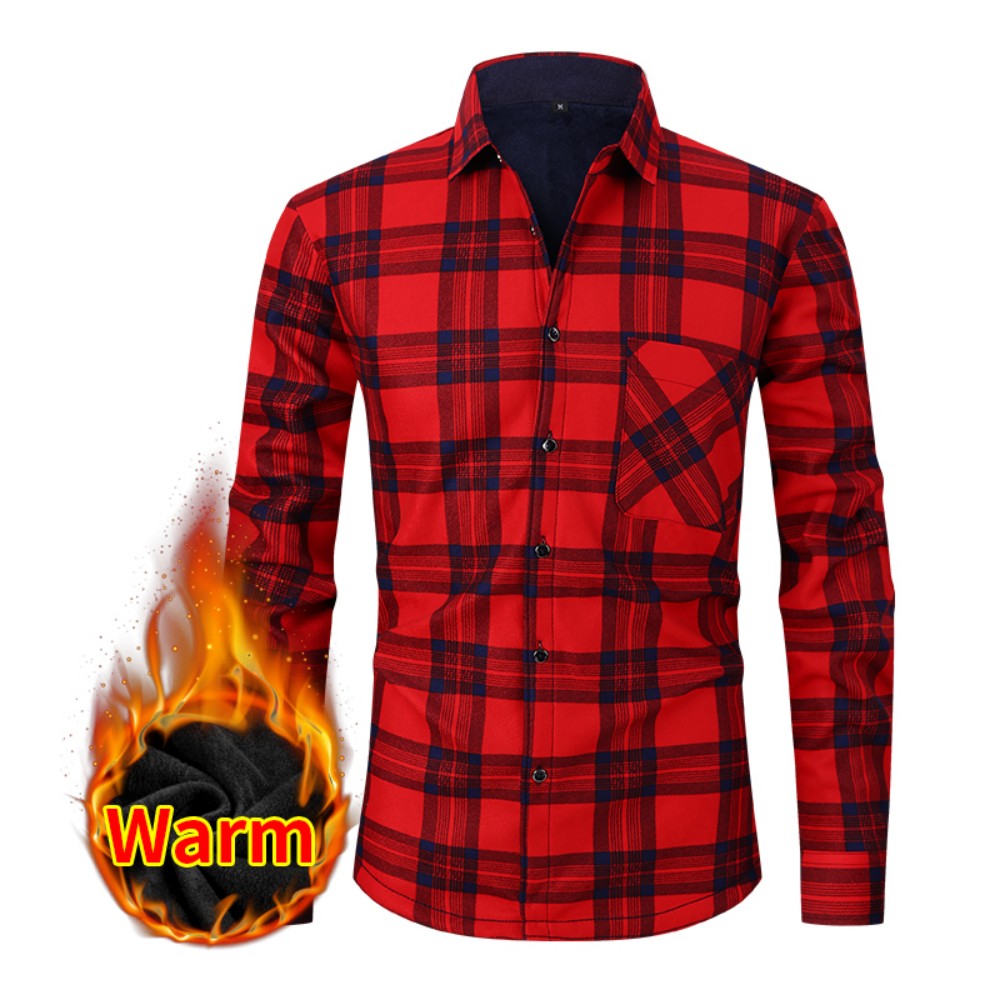 Plaid shirt BN17 Fleece-Lined Plaid Shirt