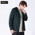 Hooded Shirt JM419 Hooded Plaid Shirt