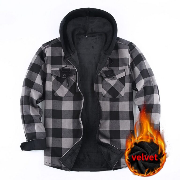 Hooded Shirt JM319 Hooded Fleece-Lined Shirt Jacket