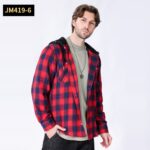 Hooded Shirt JM419 Hooded Plaid Shirt