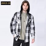 Hooded Shirt JM419 Hooded Plaid Shirt