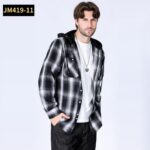 Hooded Shirt JM419 Hooded Plaid Shirt