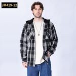 Hooded Shirt JM419 Hooded Plaid Shirt