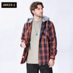 Hooded Shirt JM419 Hooded Plaid Shirt