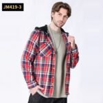 Hooded Shirt JM419 Hooded Plaid Shirt